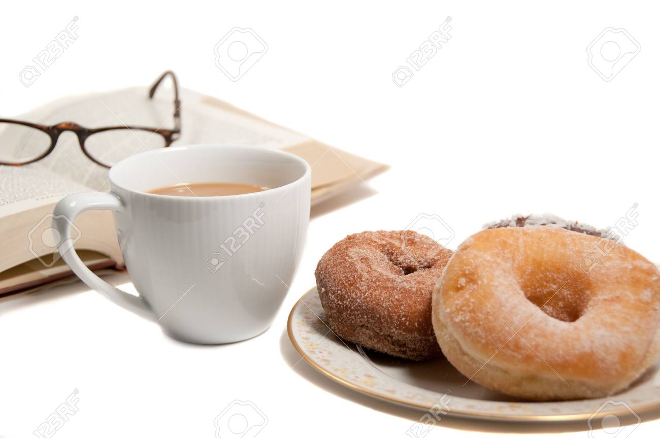donuts, coffee and a book