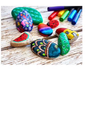 Rocks painted with colorful designs