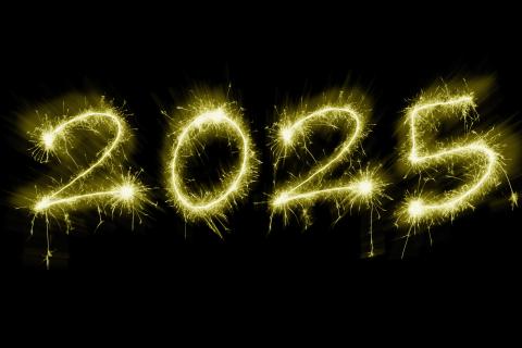 2025 written in fireworks