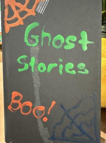 Book cover decorated for Halloween. 