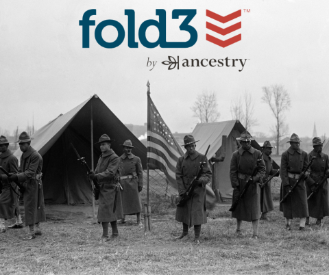 "Fold3 by Ancestry." A black and white photo of Civil War soldiers.