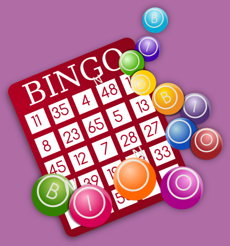 Bingo card with colorful numbers and letters