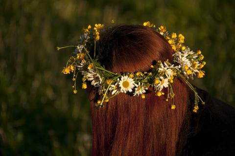 Person wearing flower crown