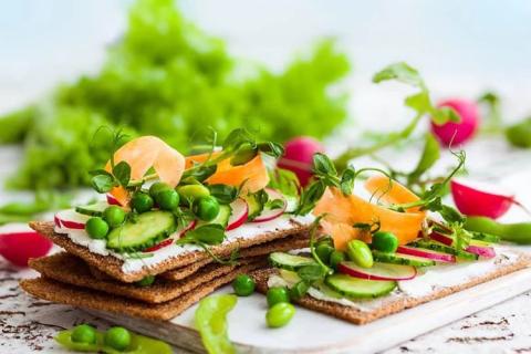 crackers with spring vegetables