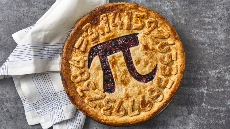 Fruit pie with the Greek letter Pi in the crust